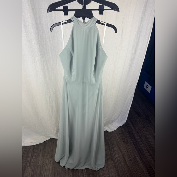 After Six Backless Halter Green Evening Gown Size 14R NWT - Picture 4 of 14